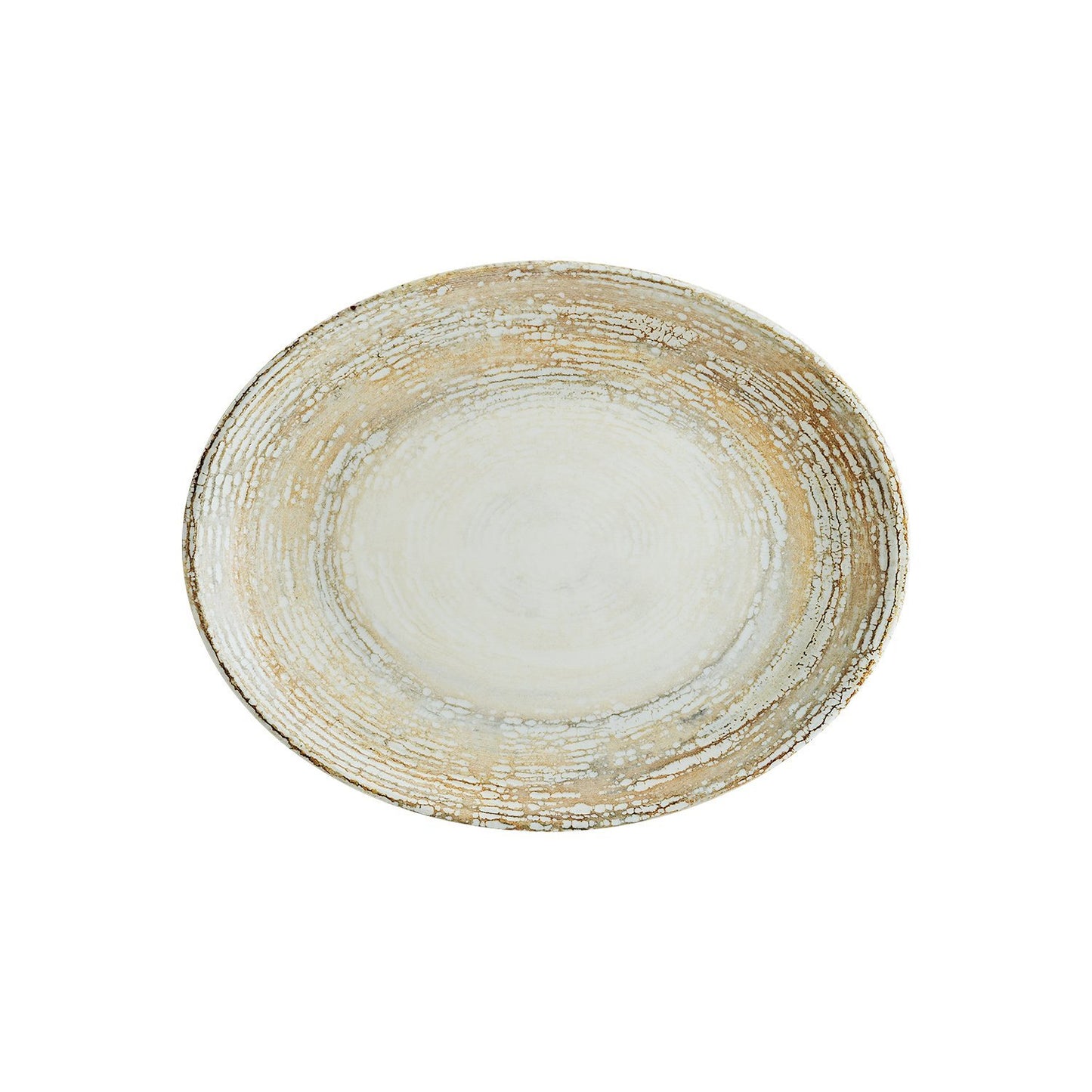 Turgla Vitrified Patera 14.25" x 11" x h:1.25" Oval Decorated Vitrified Platter - Case Pack: 6