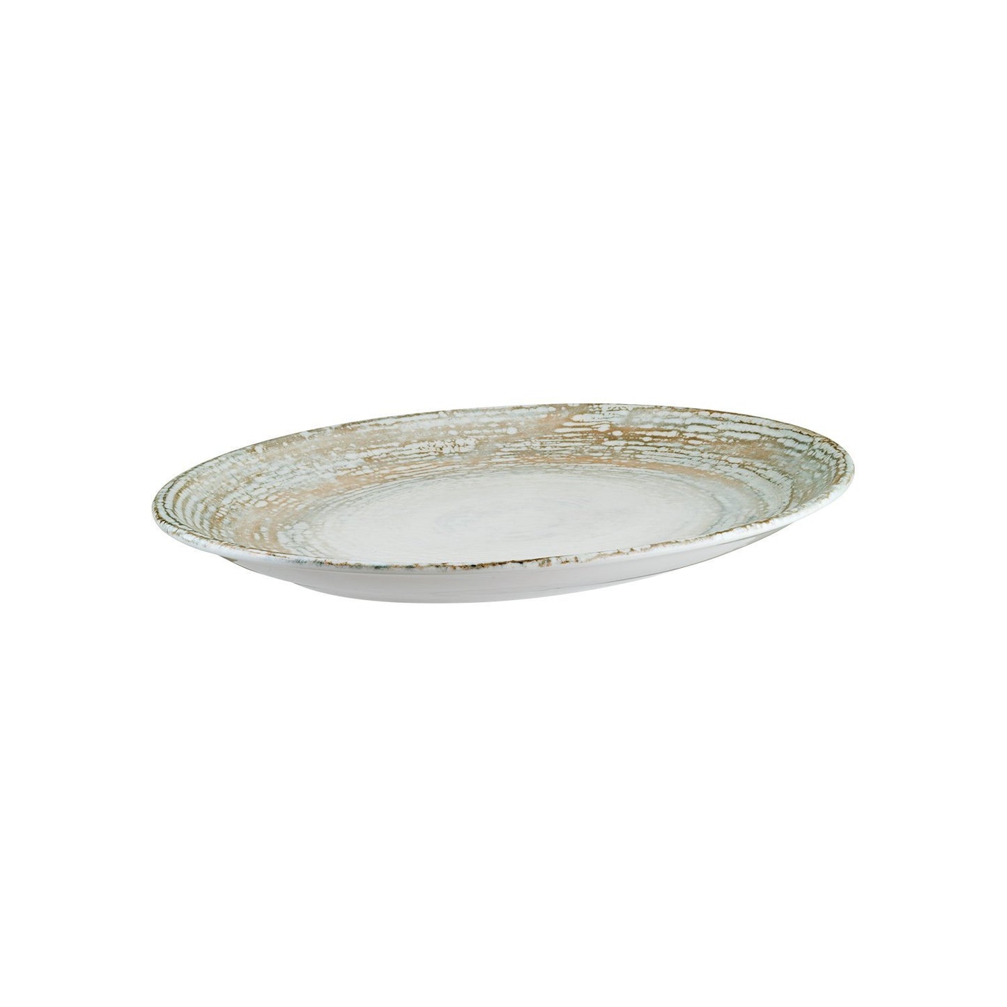 Turgla Vitrified Patera 14.25" x 11" x h:1.25" Oval Decorated Vitrified Platter - Case Pack: 6