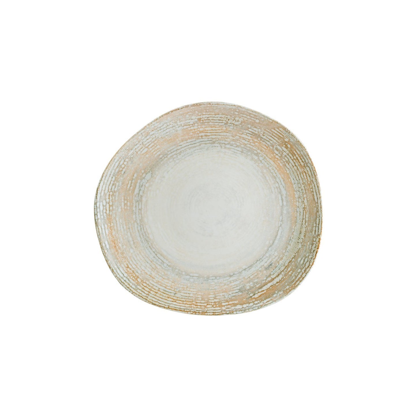 Turgla Vitrified Patera 11.5" x 10.5" Organic Decorated Vitrified Plate - Case Pack: 6