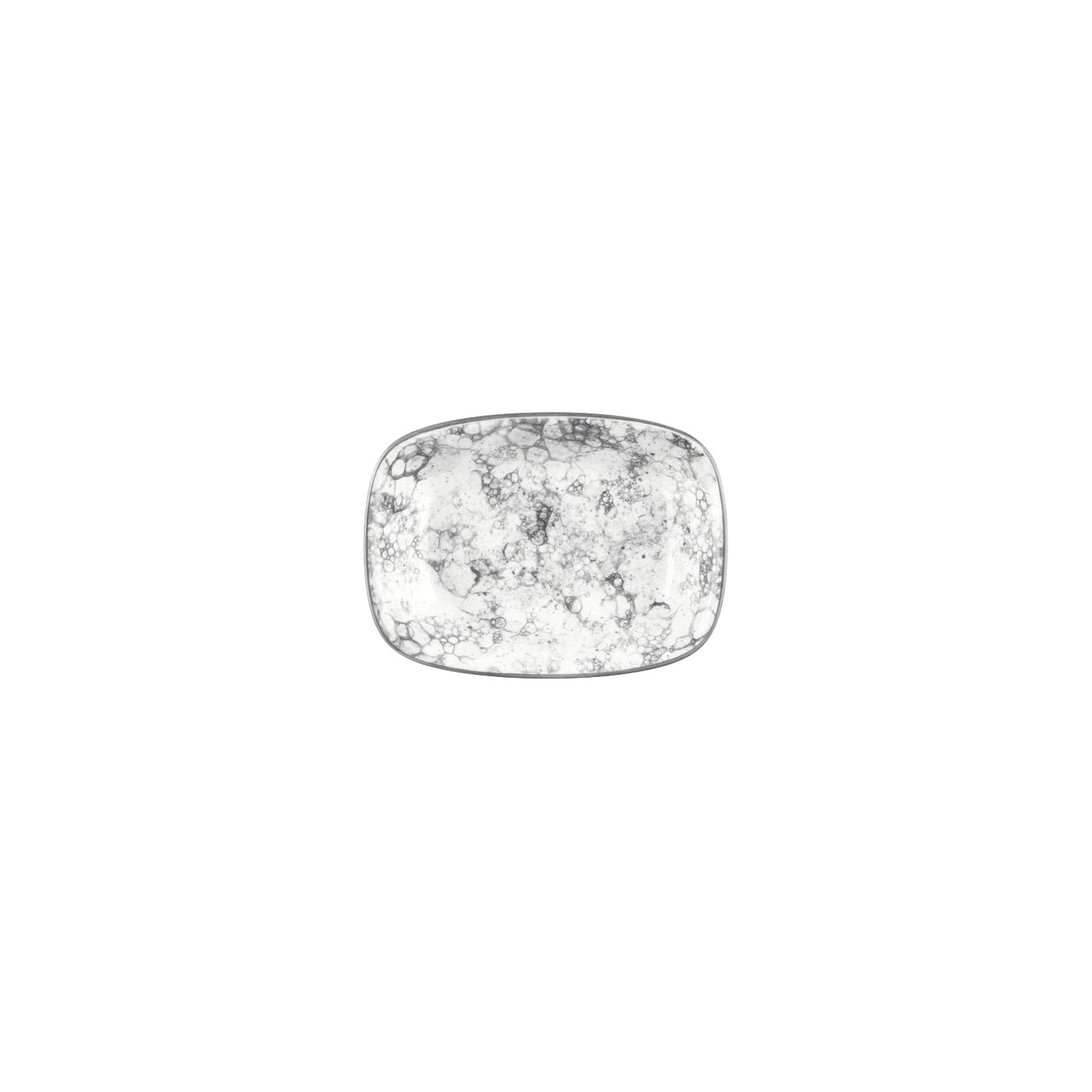 Porcelain Black Rock 5.5" x 4" x h:1.25" 7 oz. Rectangular Decorated Porcelain Deep Plate - Case Pack: 12