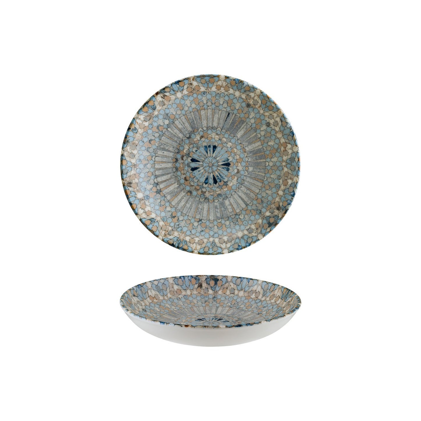 Turgla Vitrified Luca Mosaic Matte dia.9" h:2" 34 oz. Round Decorated Vitrified Bowl - Case Pack: 6