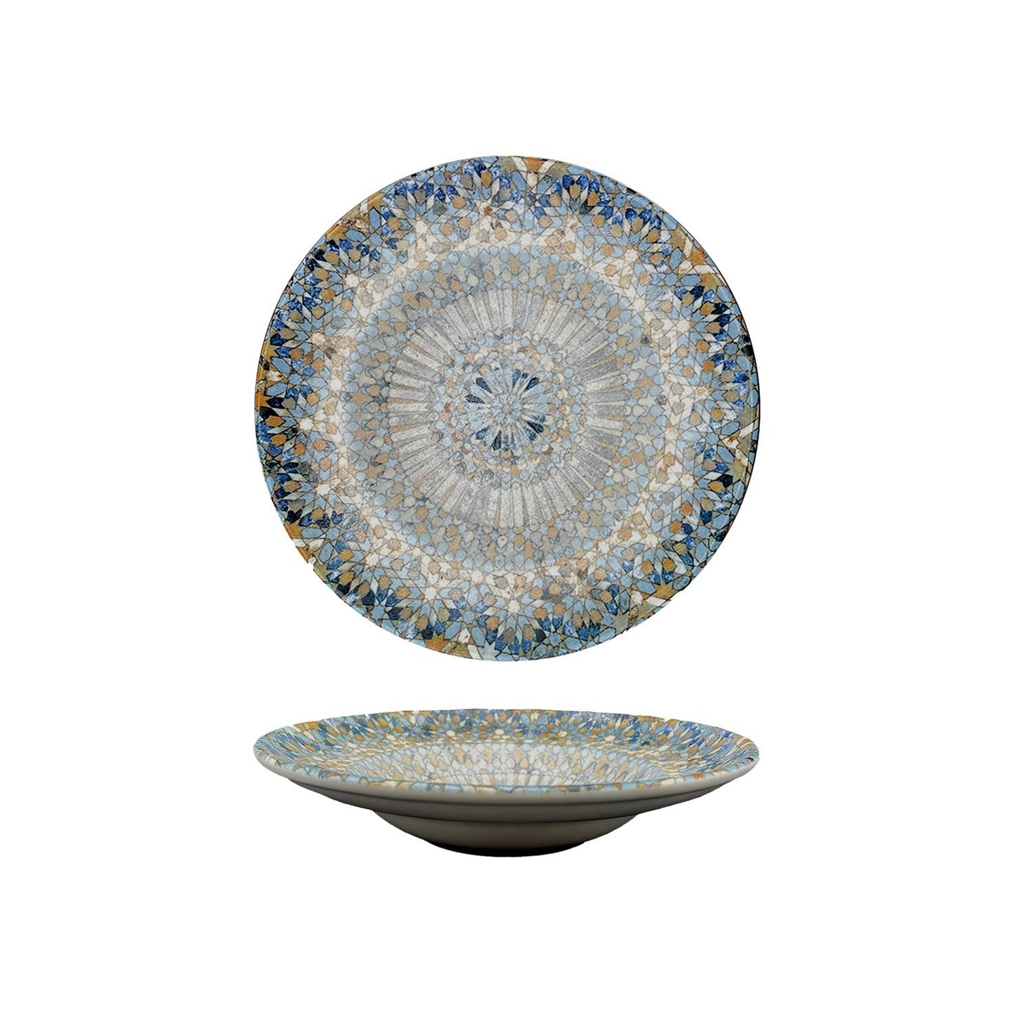 Turgla Vitrified Luca Mosaic Matte dia.10.75" h:2.25" 16 oz. Round Decorated Vitrified Bowl - Case Pack: 6