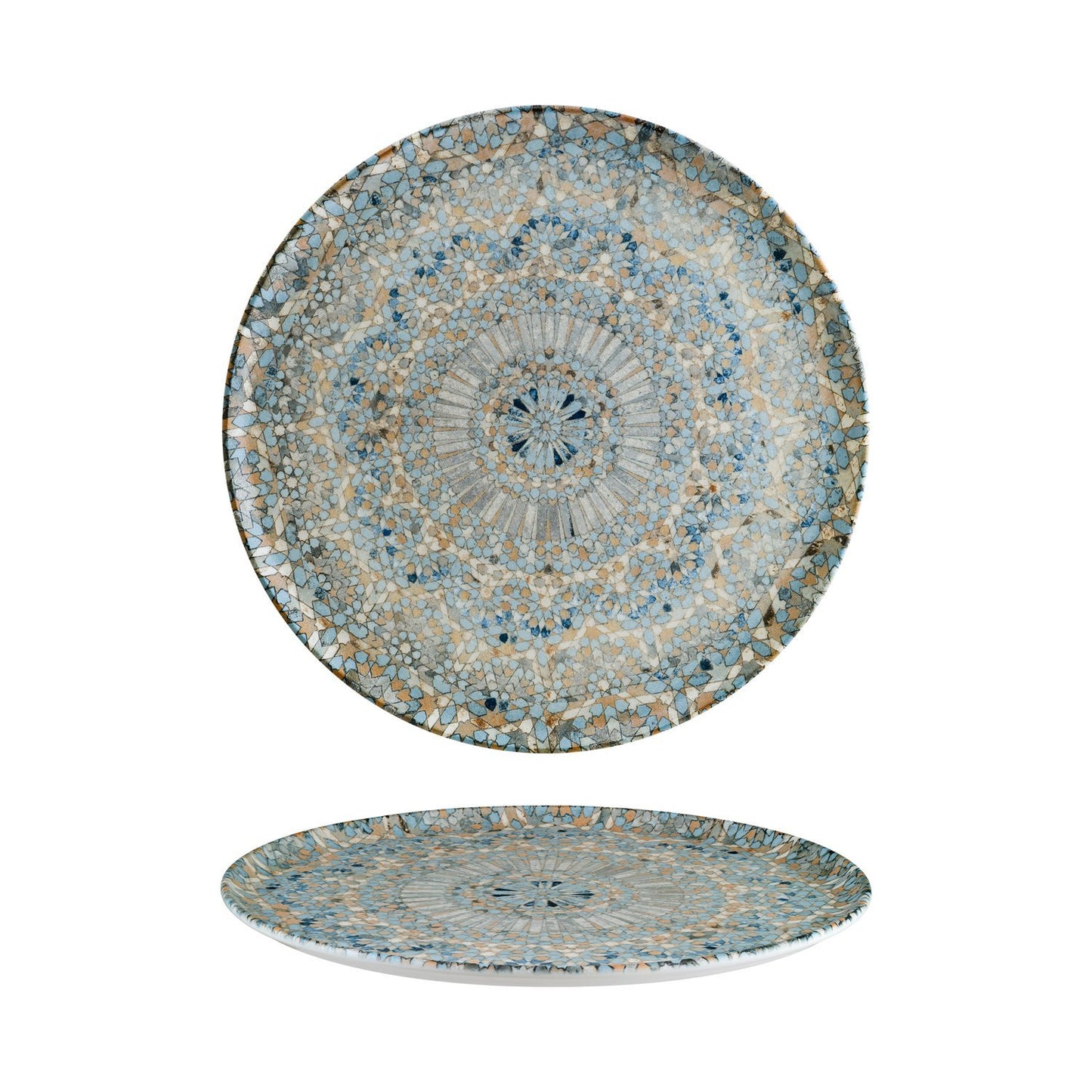 Turgla Vitrified Luca Mosaic Matte dia.12.75" Round Decorated Vitrified Plate - Case Pack: 6