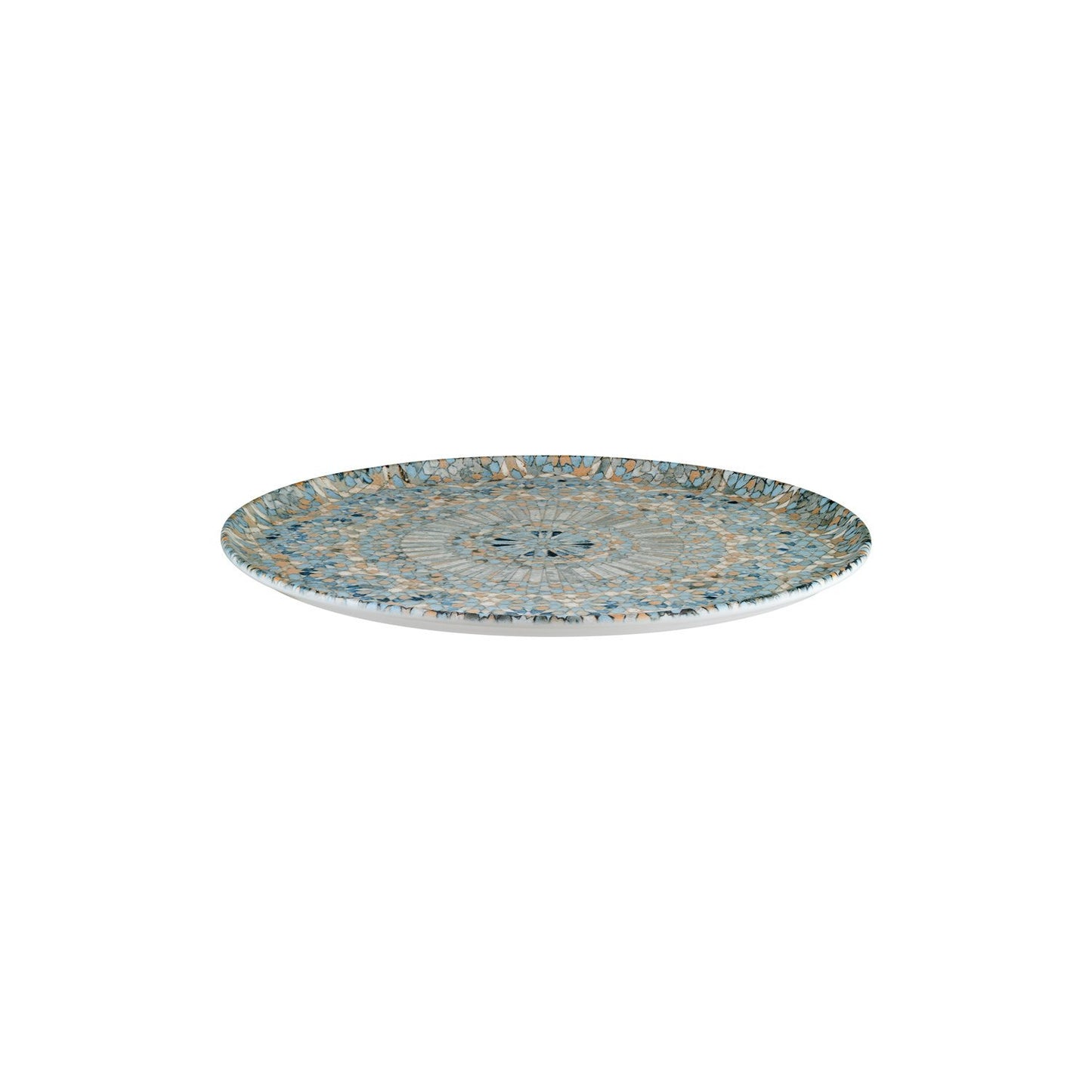 Turgla Vitrified Luca Mosaic Matte dia.12.75" Round Decorated Vitrified Plate - Case Pack: 6