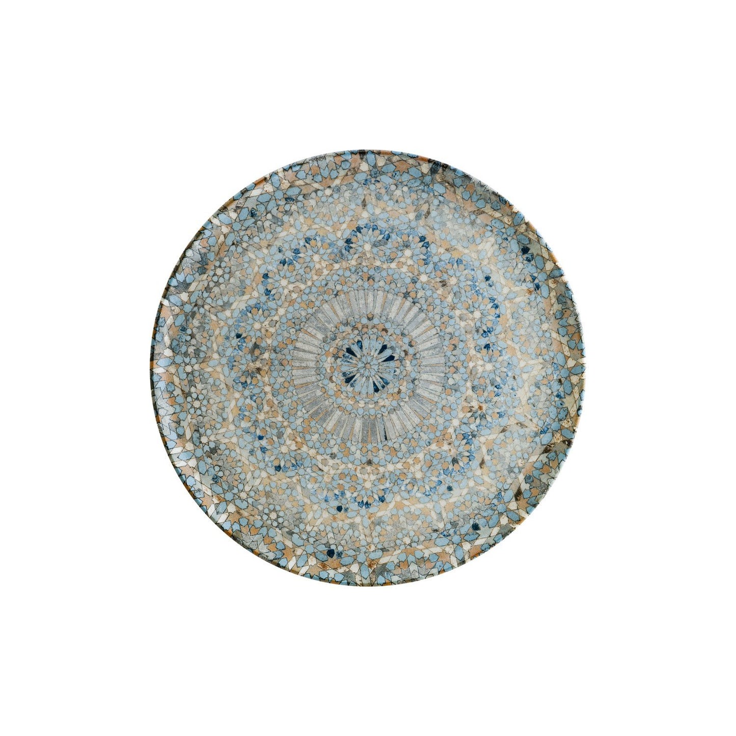 Turgla Vitrified Luca Mosaic Matte dia.12.75" Round Decorated Vitrified Plate - Case Pack: 6