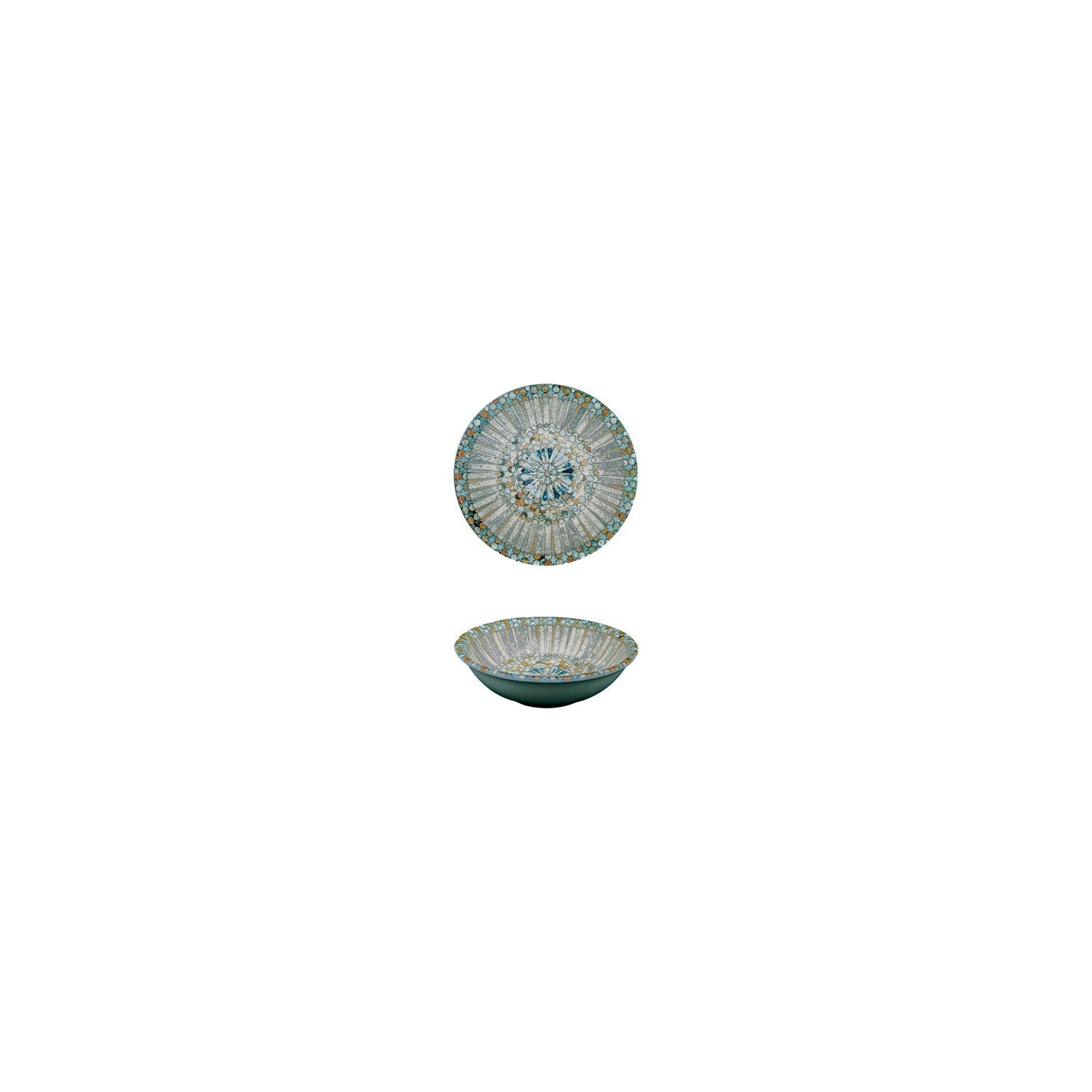Luca Mosaic Matte dia.3.5" h:1" 2 oz. Round Decorated Vitrified Bowl