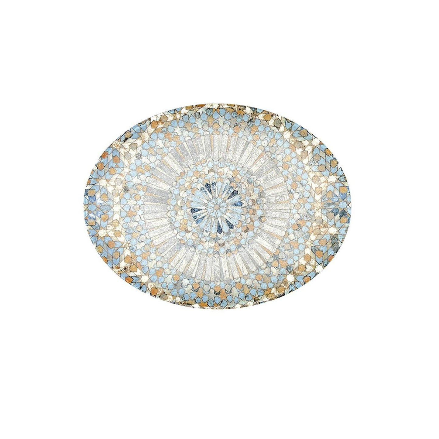 Turgla Vitrified Luca Mosaic Matte 9.75" x 7.5" x h:1" Oval Decorated Vitrified Platter - Case Pack: 12