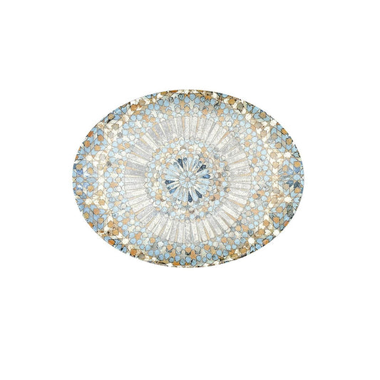 Turgla Vitrified Luca Mosaic Matte 9.75" x 7.5" x h:1" Oval Decorated Vitrified Platter - Case Pack: 12