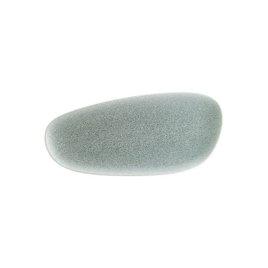 Turgla Vitrified Luca Ocean Matte 14" x 7" x h:1" Organic Blue Vitrified Platter - Case Pack: 12