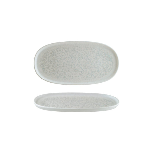 Turgla Vitrified Luna 12" x 6.25" x h:0.75" Oval White Vitrified Platter - Case Pack: 6