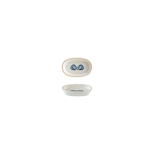 Turgla Vitrified Viento 4" x 2.5" x h:0.75" Oval Decorated Vitrified Platter - Case Pack: 12