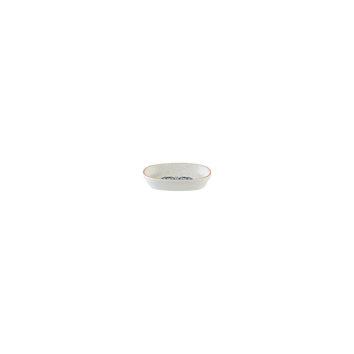 Turgla Vitrified Viento 4" x 2.5" x h:0.75" Oval Decorated Vitrified Platter - Case Pack: 12