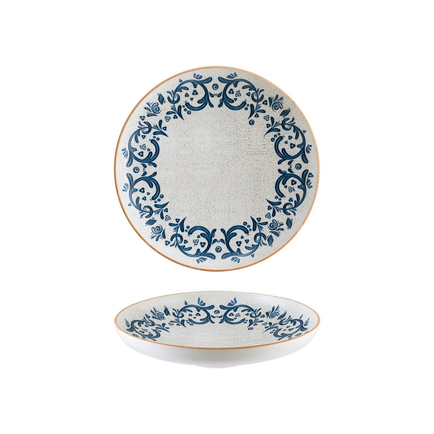 Turgla Vitrified Viento dia.9.75" h:2" Round Decorated Vitrified Deep Plate - Case Pack: 6