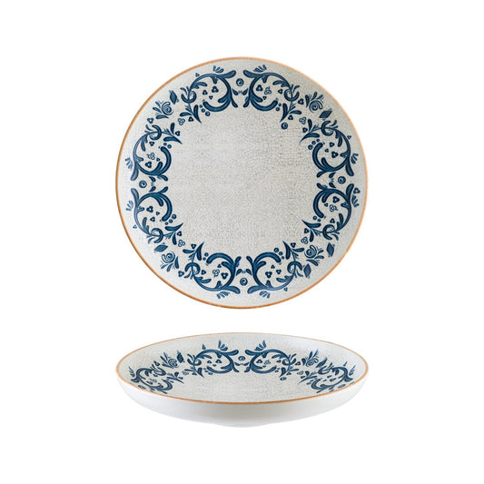 Turgla Vitrified Viento dia.10.75" h:2.25" Round Decorated Vitrified Deep Plate - Case Pack: 6