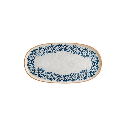 Turgla Vitrified Viento 13" x 9" x h:0.75" Oval Decorated Vitrified Platter - Case Pack: 6