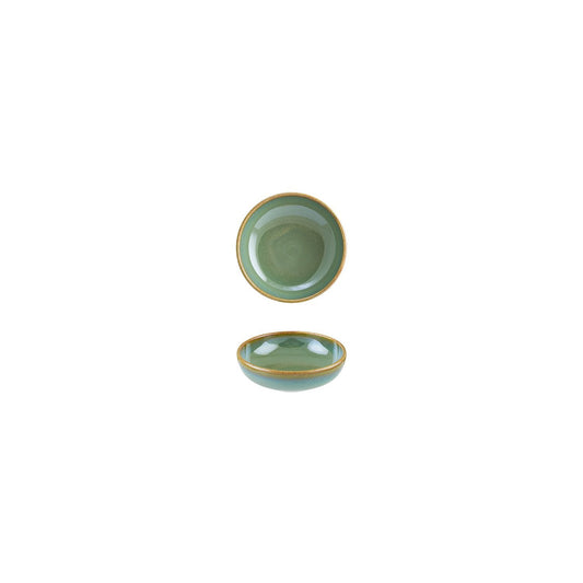 Turgla Vitrified Sage dia.4" h:0.75" 4 oz. Round Green Vitrified Bowl - Case Pack: 12