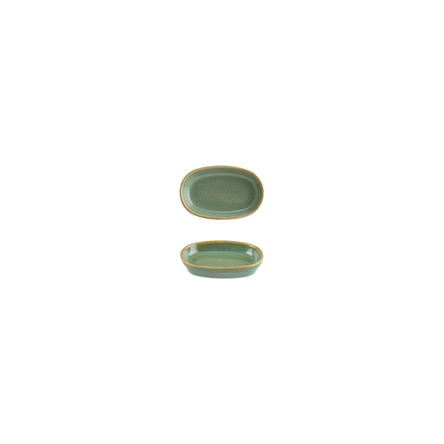 Porcelain Sage 4" x 2.5" x h:0.75" Oval Green Porcelain Platter - Case Pack: 12