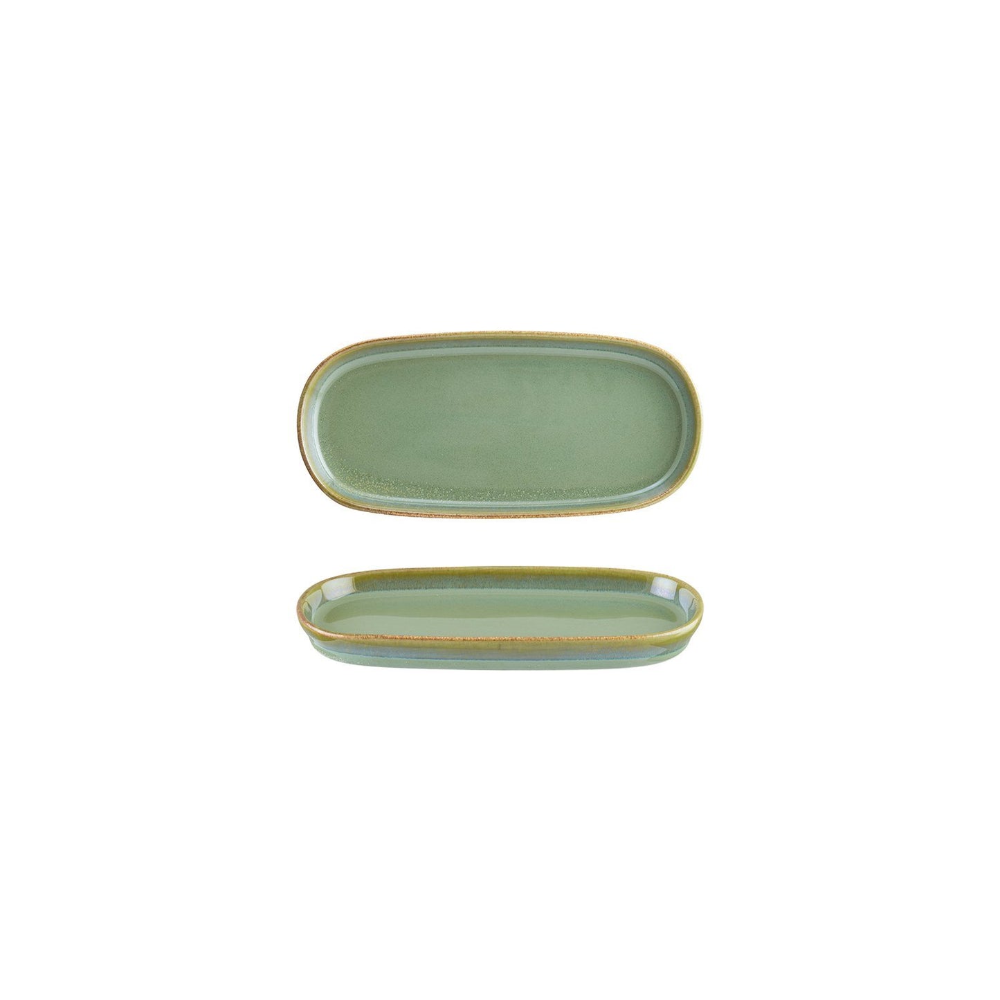 Turgla Vitrified Sage 8.5" x 4" x h:0.75" Oval Green Vitrified Platter - Case Pack: 12