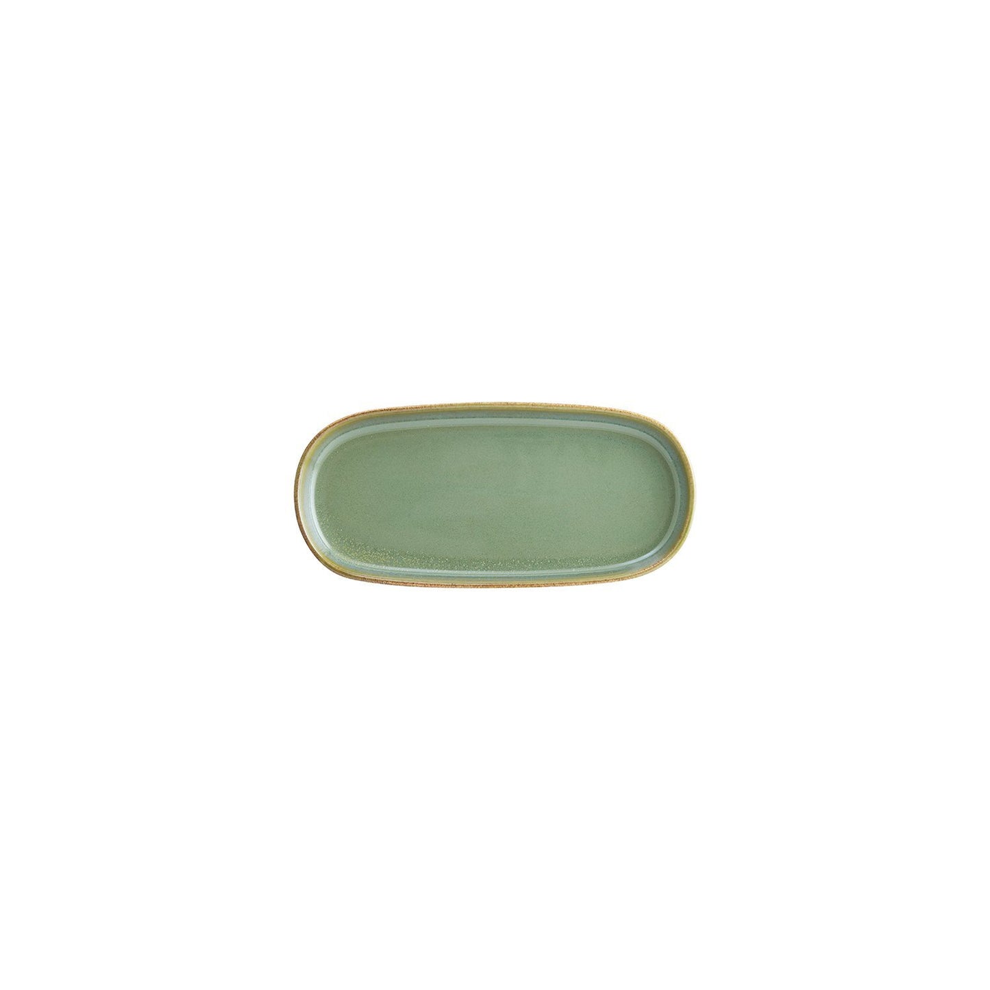 Turgla Vitrified Sage 8.5" x 4" x h:0.75" Oval Green Vitrified Platter - Case Pack: 12