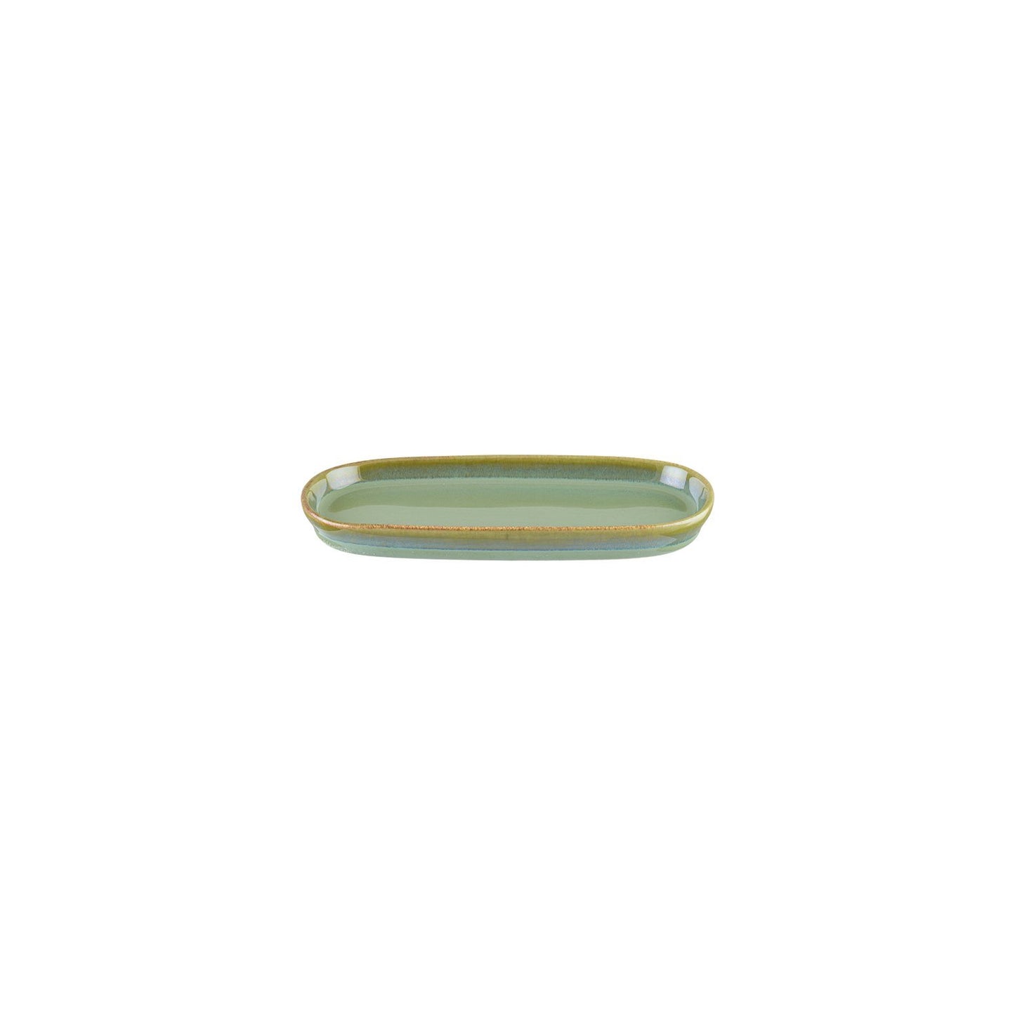 Turgla Vitrified Sage 8.5" x 4" x h:0.75" Oval Green Vitrified Platter - Case Pack: 12