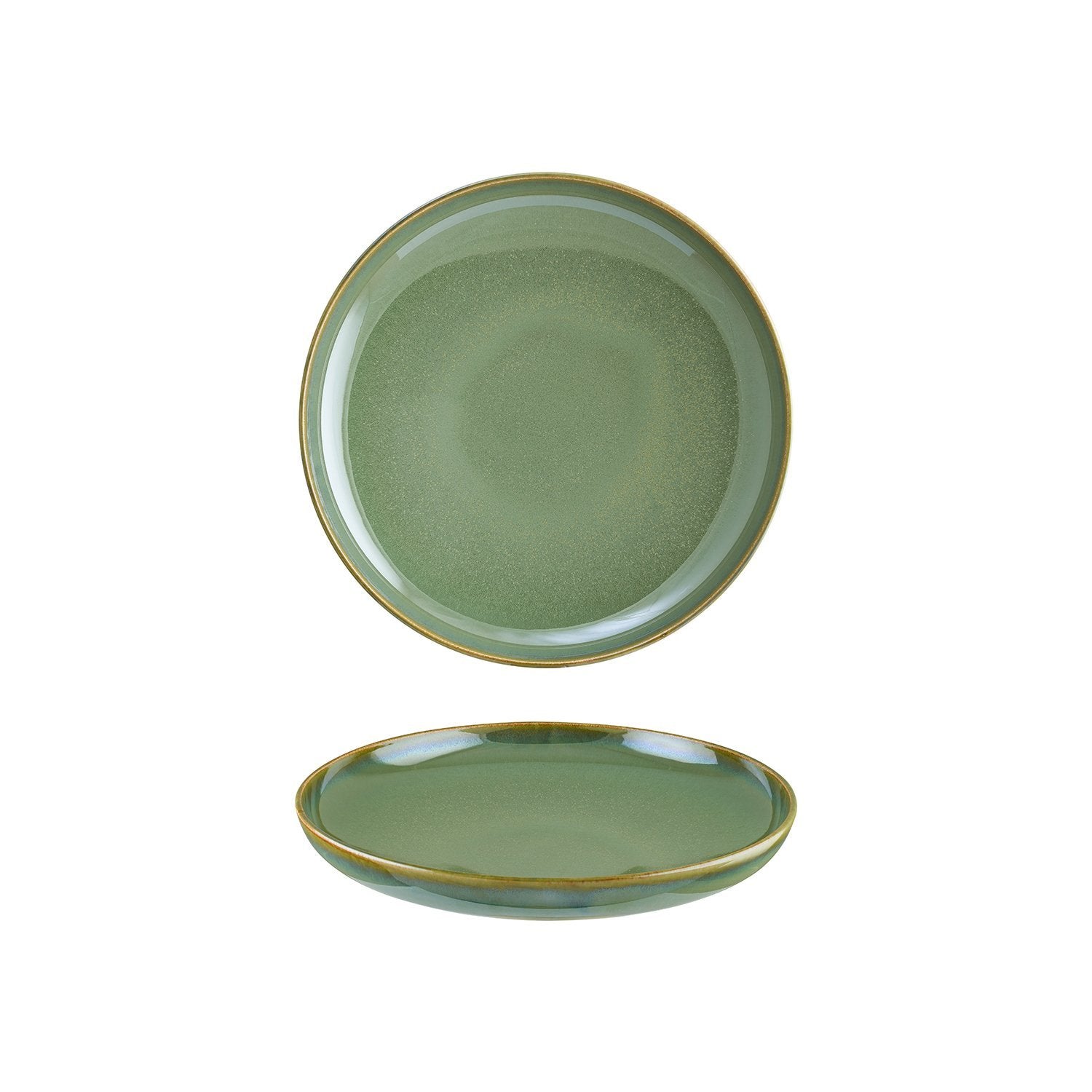 Sage dia.9.75" h:2" Round Green Vitrified Deep Plate