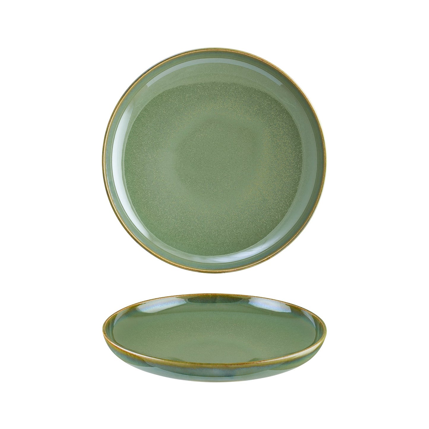 Porcelain Sage dia.10.75" h:2.25" Round Green Porcelain Deep Plate - Case Pack: 6