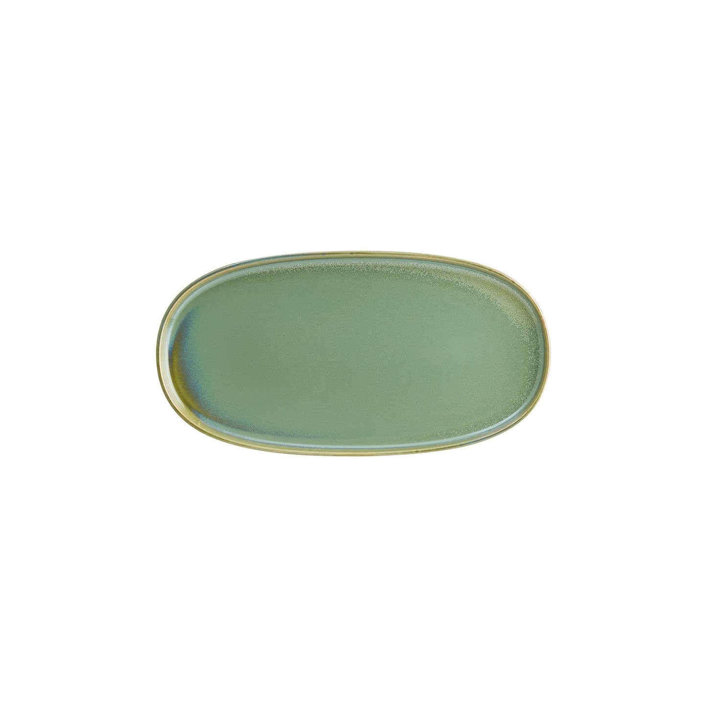 Turgla Vitrified Sage 12" x 6.25" x h:0.75" Oval Green Vitrified Platter - Case Pack: 6