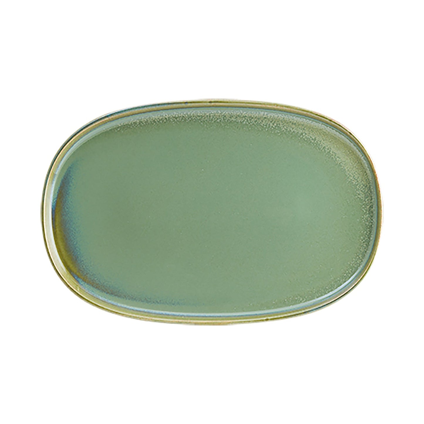 Porcelain Sage 13" x 9" x h:0.75" Oval Green Porcelain Platter - Case Pack: 6