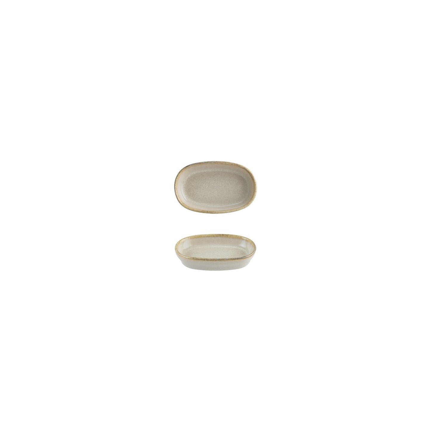 Turgla Vitrified Sand 4" x 2.5" x h:0.75" Oval Beige Vitrified Platter - Case Pack: 12