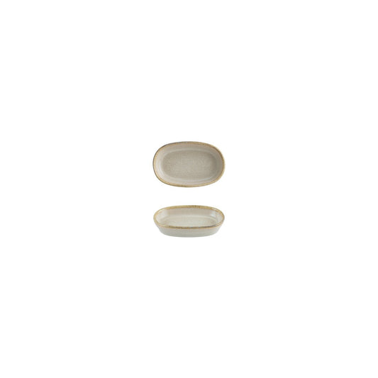 Turgla Vitrified Sand 4" x 2.5" x h:0.75" Oval Beige Vitrified Platter - Case Pack: 12