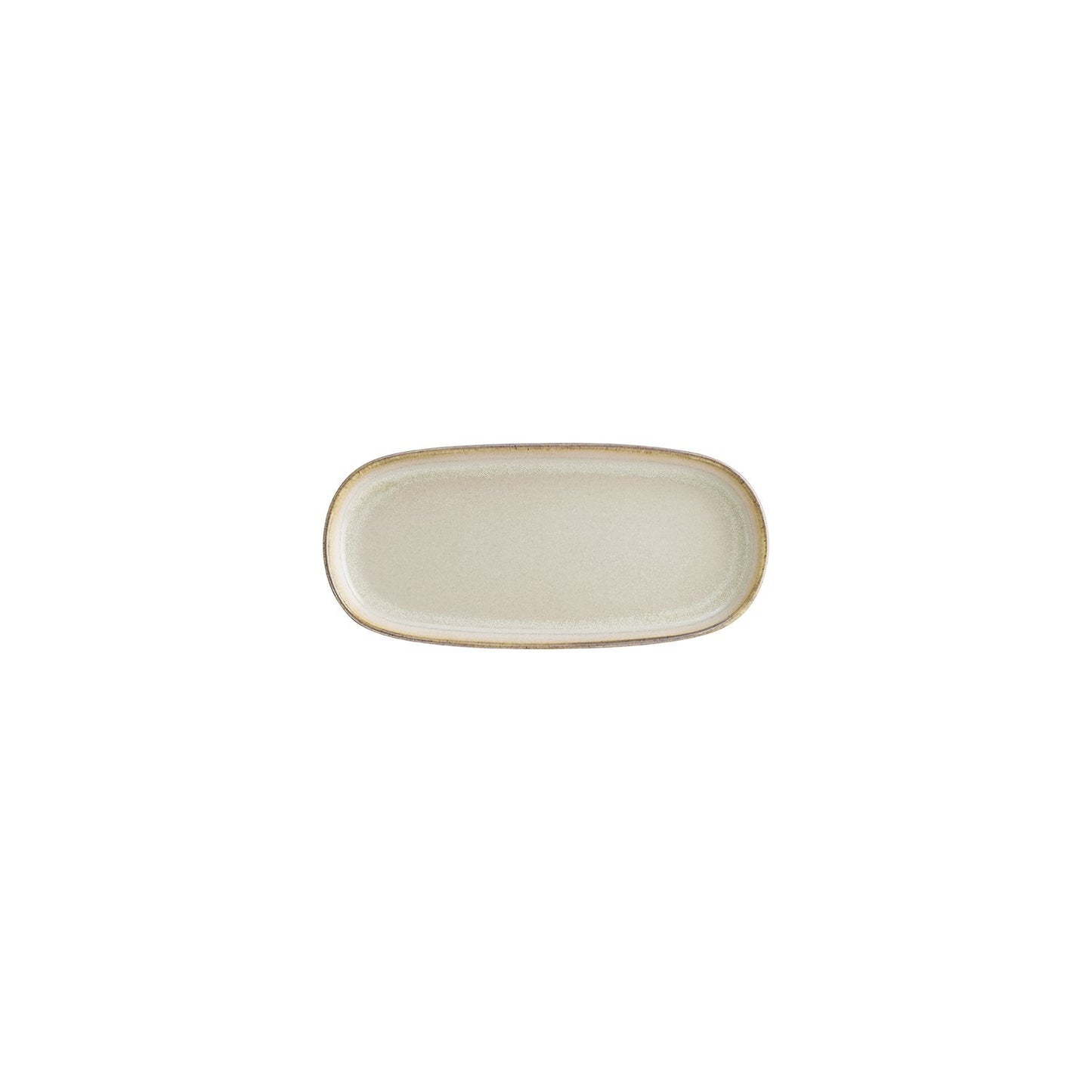 Turgla Vitrified Sand 8.5" x 4" x h:0.75" Oval Beige Vitrified Platter - Case Pack: 12