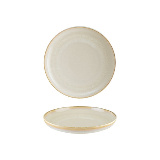 Turgla Vitrified Sand dia.9.75" h:2" Round Beige Vitrified Deep Plate - Case Pack: 6