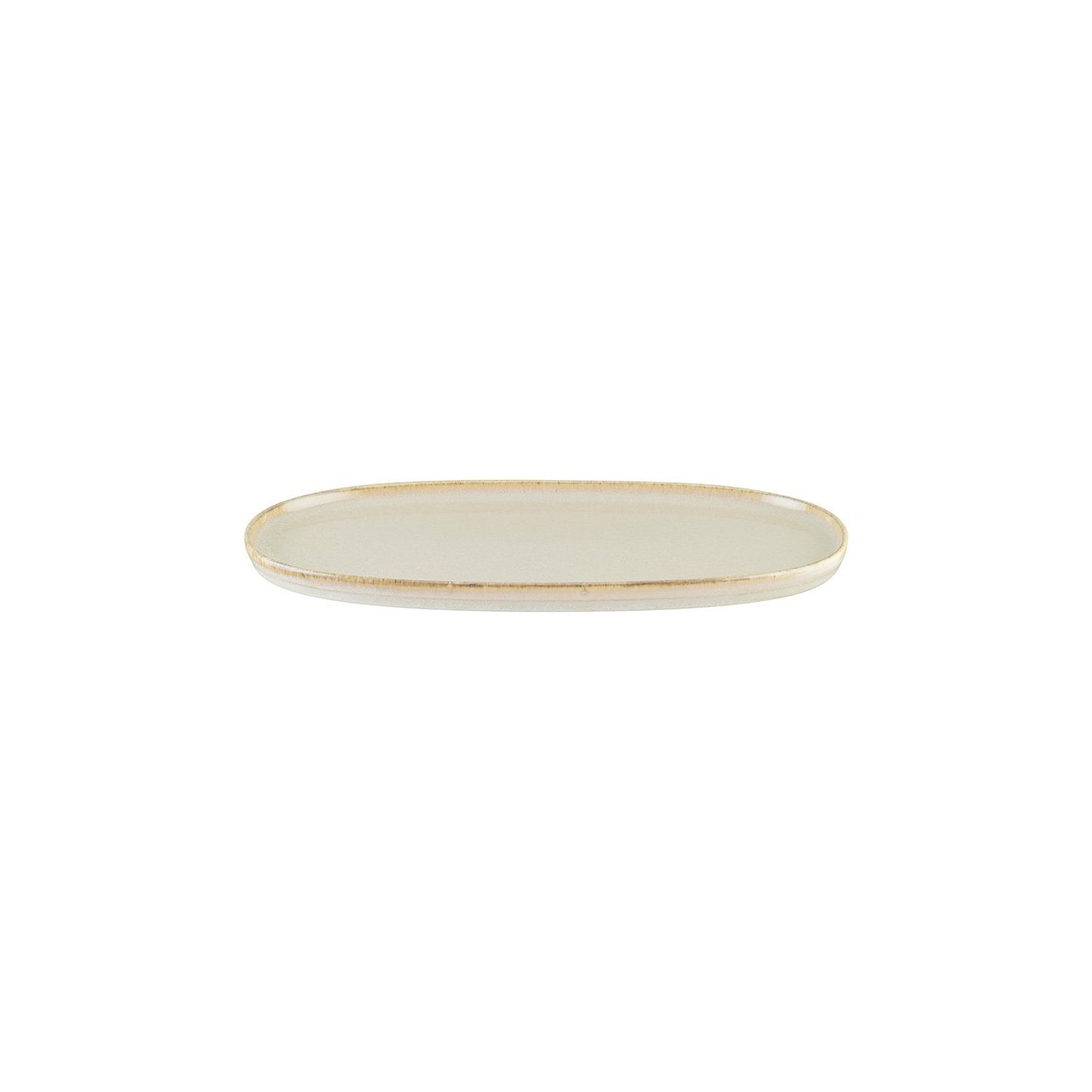Sand 12" x 6.25" x h:0.75" Oval Beige Vitrified Platter