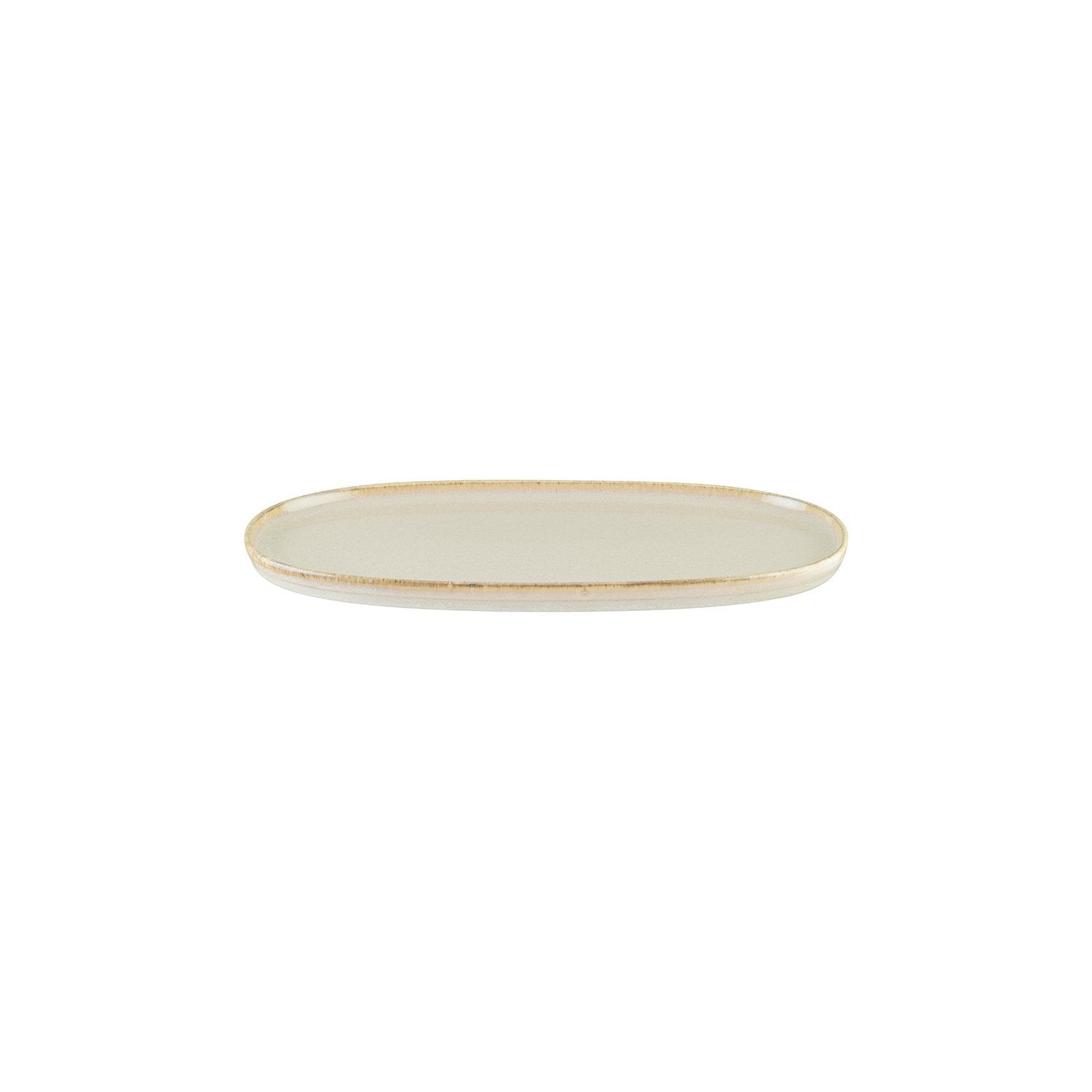 Sand 12" x 6.25" x h:0.75" Oval Beige Vitrified Platter