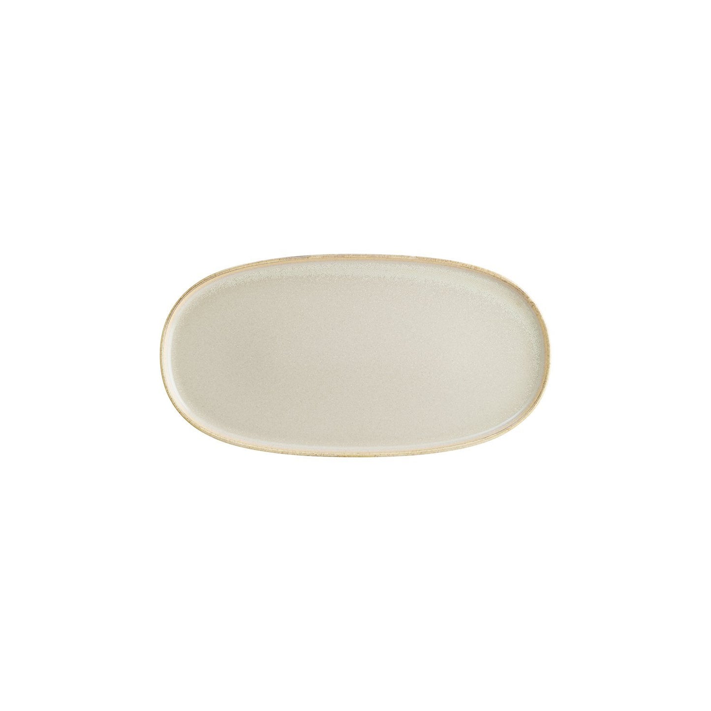 Sand 12" x 6.25" x h:0.75" Oval Beige Vitrified Platter
