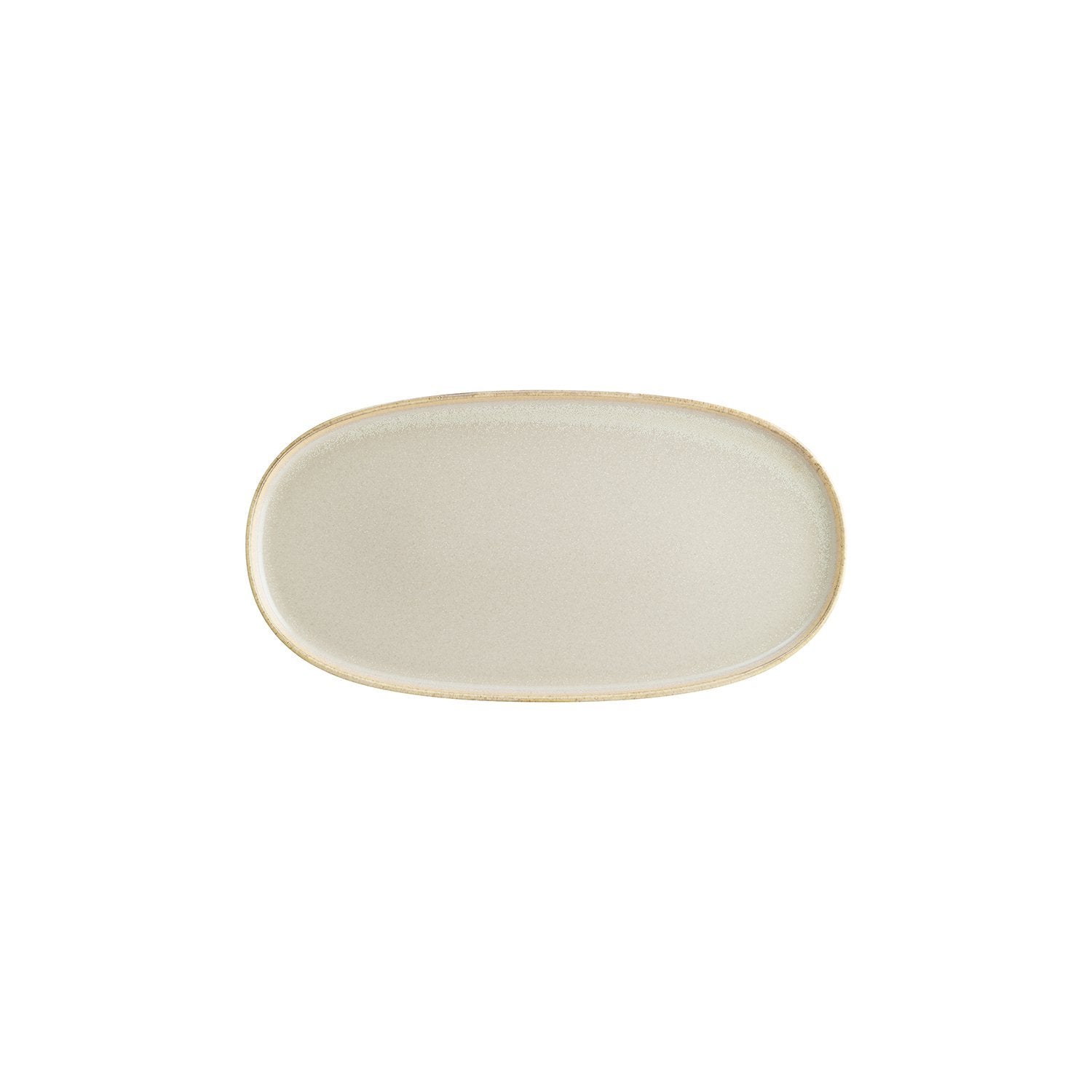 Sand 12" x 6.25" x h:0.75" Oval Beige Vitrified Platter