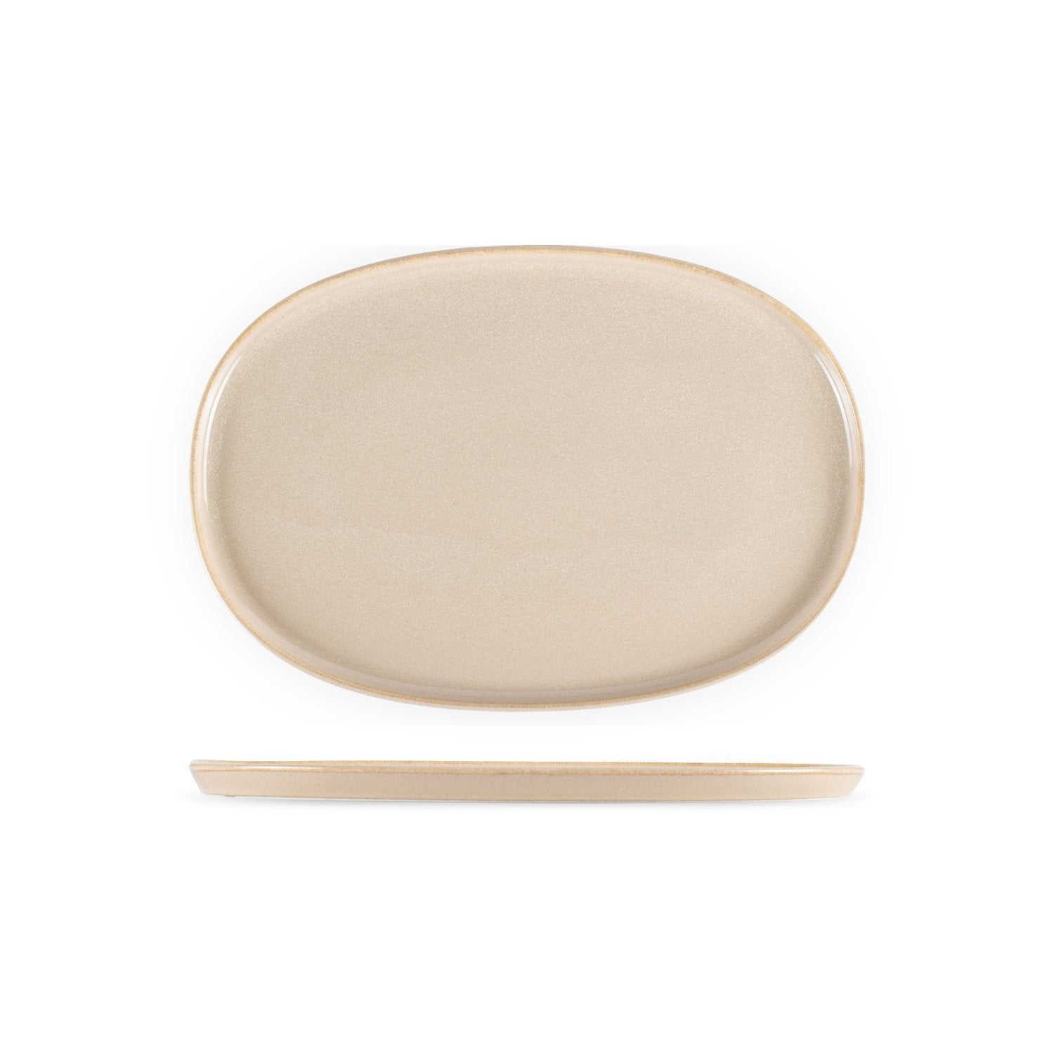 Sand 13" x 9" x h:0.75" Oval Beige Vitrified Platter
