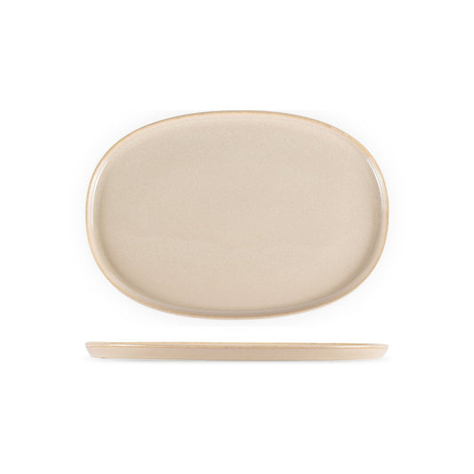 Sand 13" x 9" x h:0.75" Oval Beige Vitrified Platter