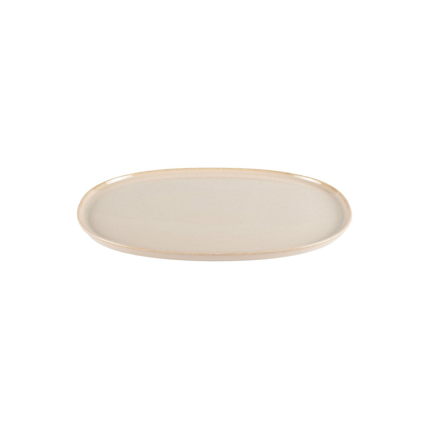 Sand 13" x 9" x h:0.75" Oval Beige Vitrified Platter
