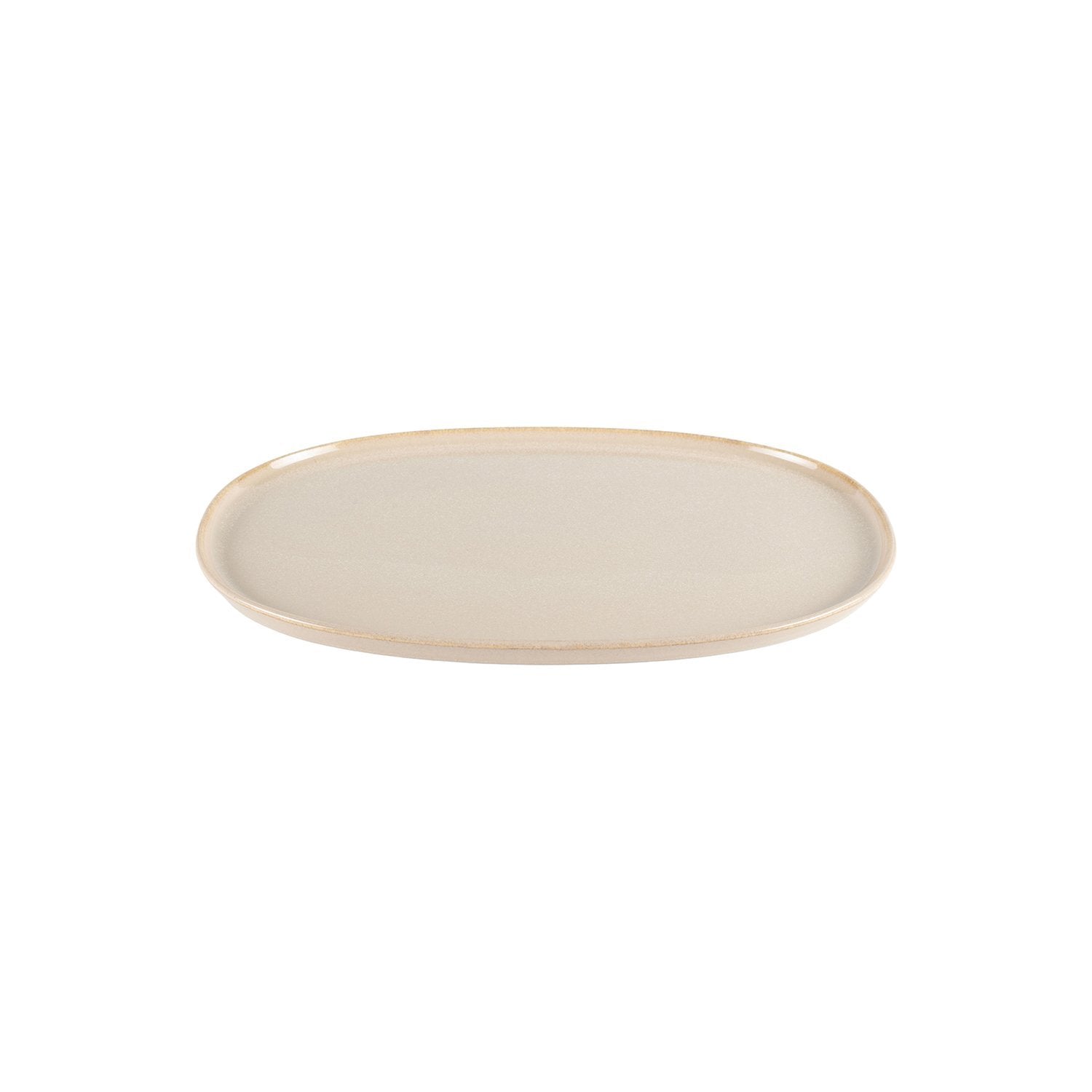 Sand 13" x 9" x h:0.75" Oval Beige Vitrified Platter