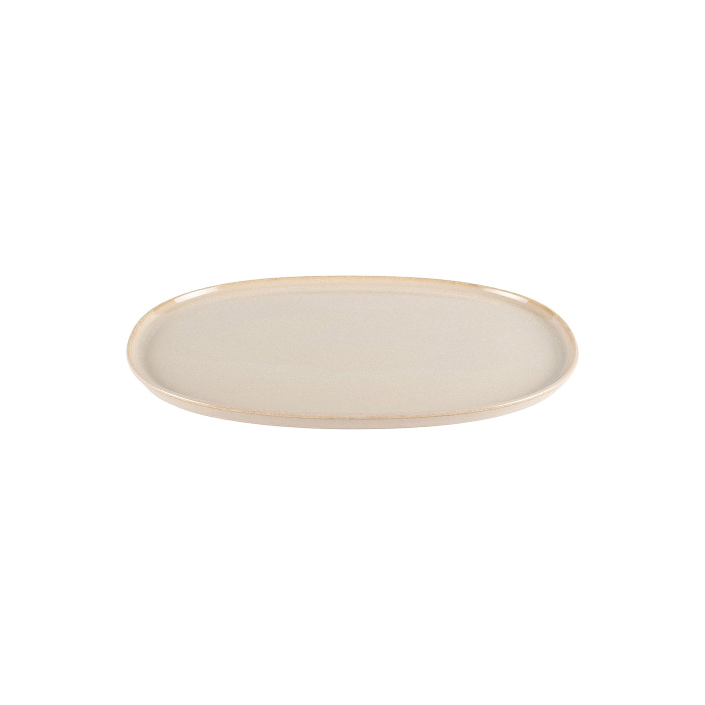 Porcelain Sand 13" x 9" x h:0.75" Oval Beige Porcelain Platter - Case Pack: 6