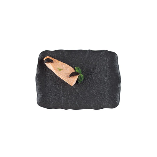 Turgla Vitrified Shade 13" x 9" x h:0.75" Rectangular Black Vitrified Platter - Case Pack: 6