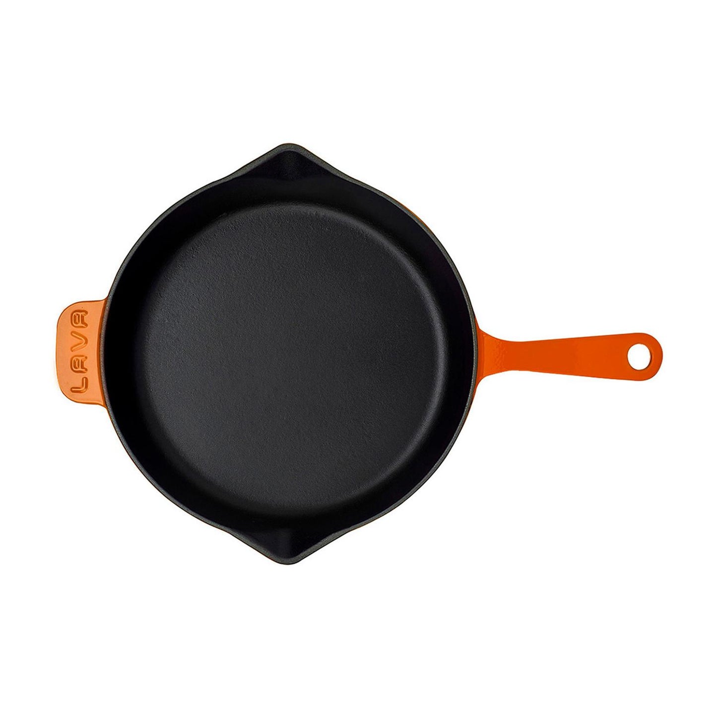 Cast Iron dia.11" h:2" Round Orange Cast Iron Skillet - Case Pack: 1