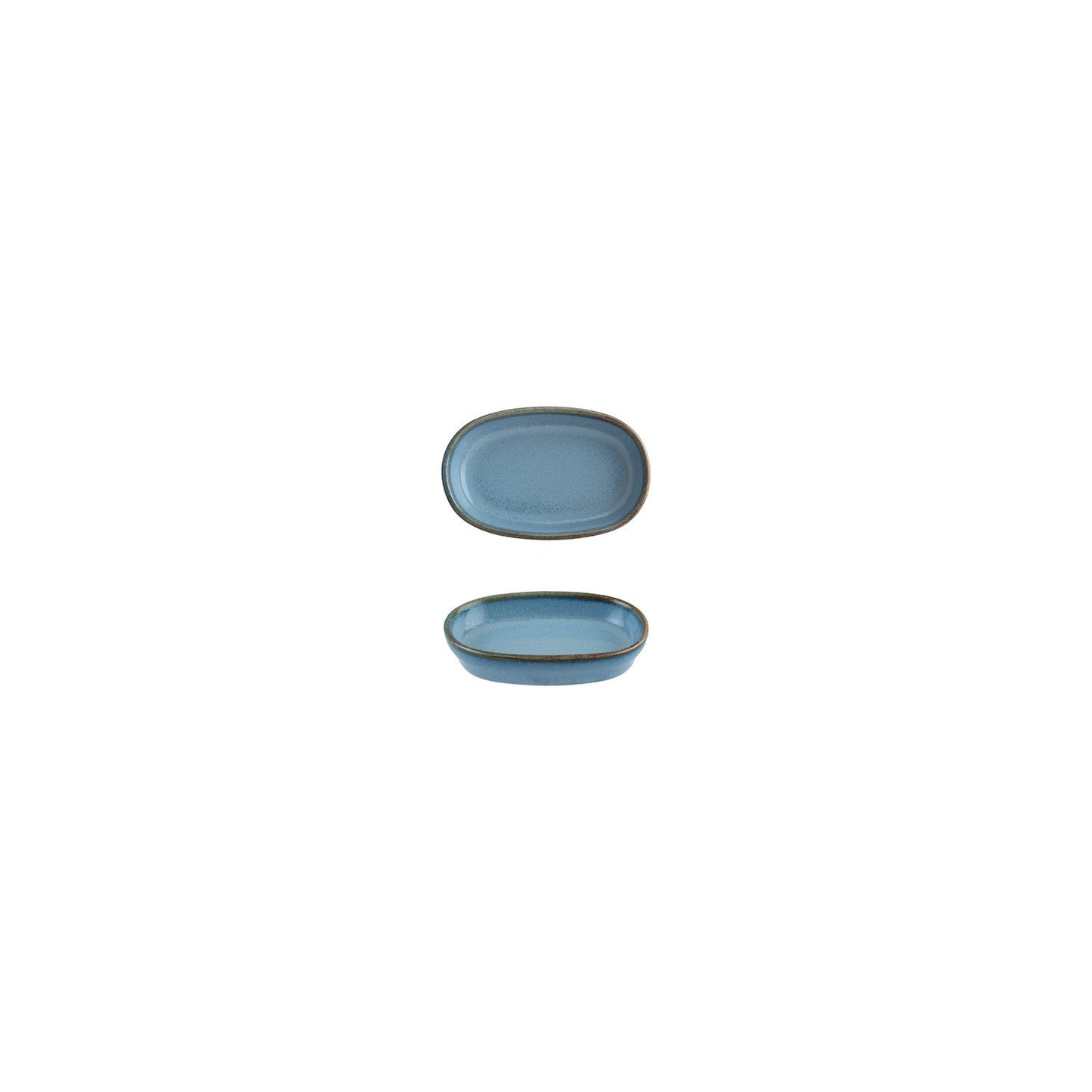 Sky 4" x 2.5" x h:0.75" Oval Blue Vitrified Platter