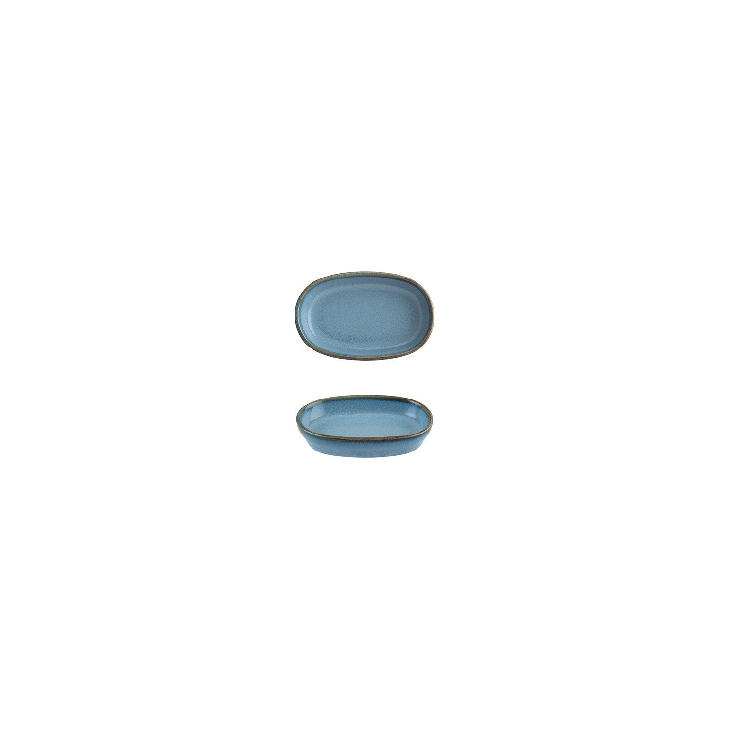 Sky 4" x 2.5" x h:0.75" Oval Blue Vitrified Platter