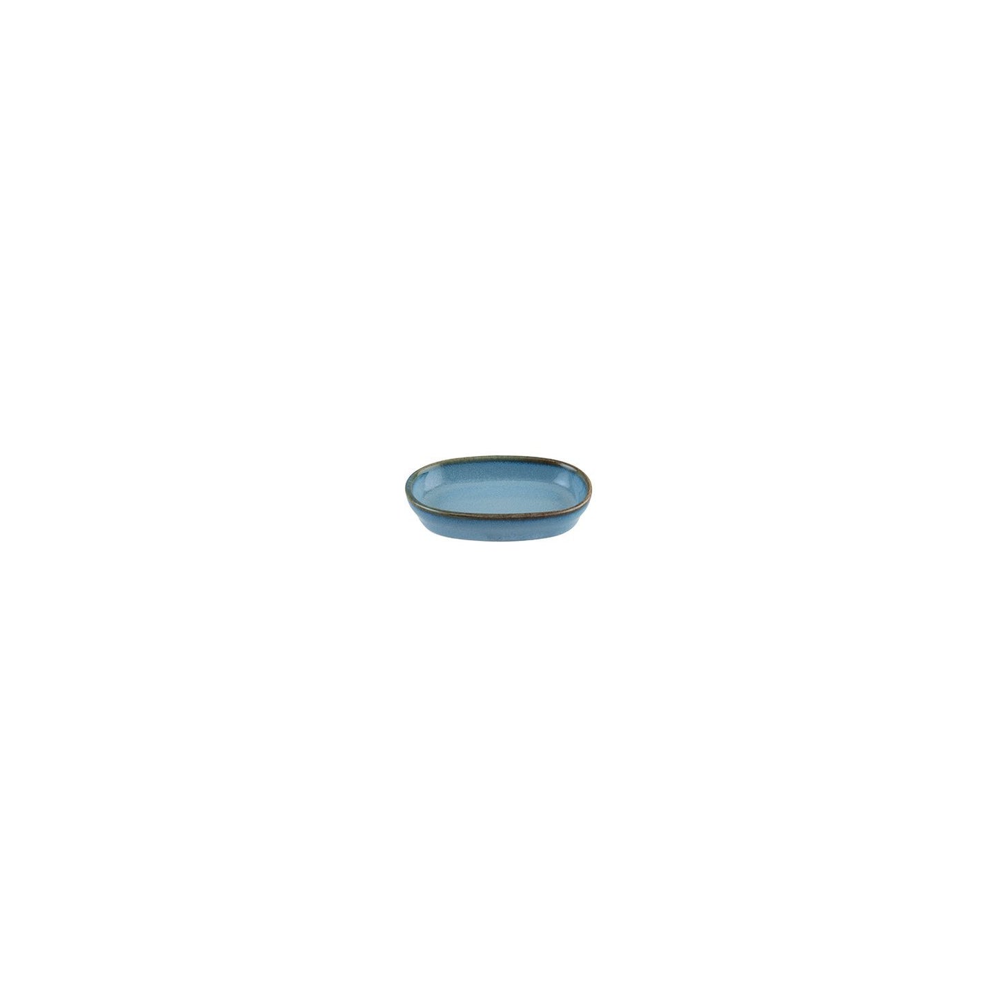 Sky 4" x 2.5" x h:0.75" Oval Blue Vitrified Platter