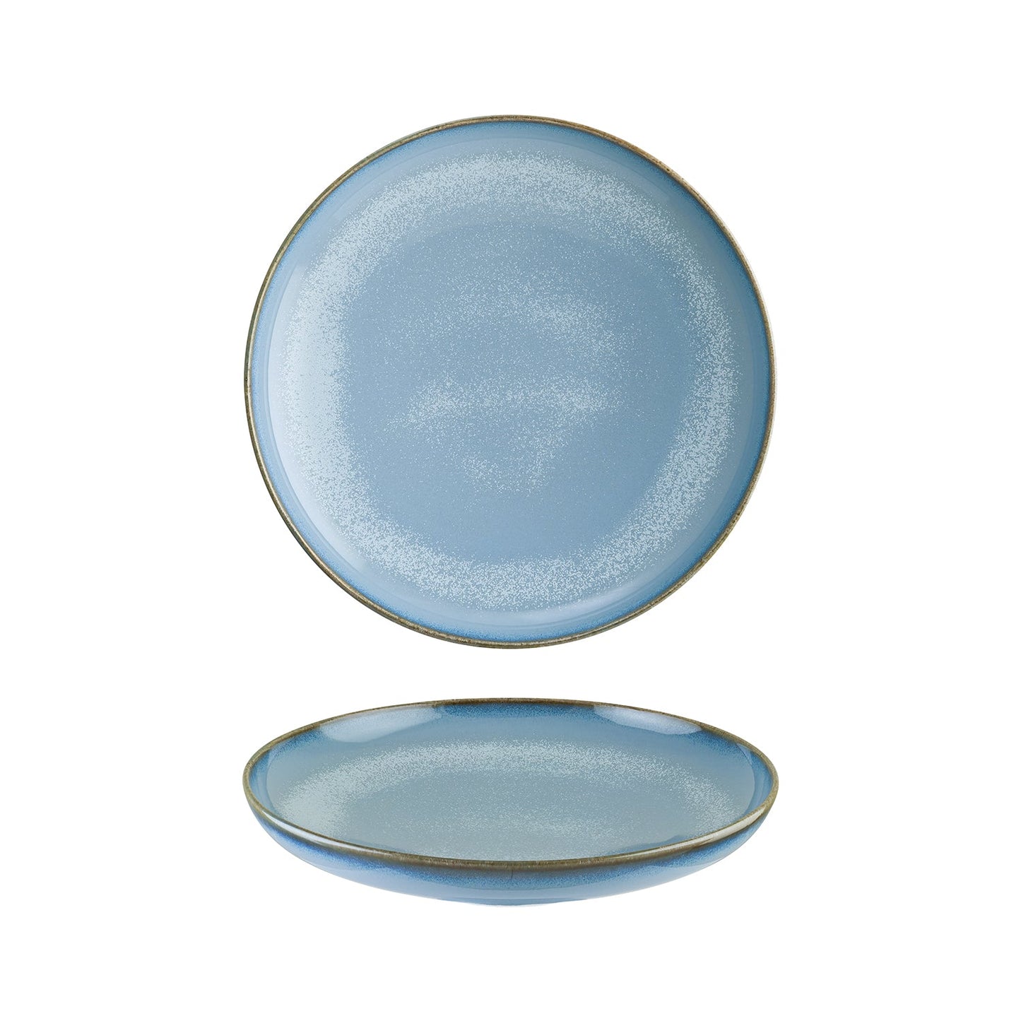 Porcelain Sky dia.10.75" h:2.25" Round Blue Porcelain Deep Plate - Case Pack: 6