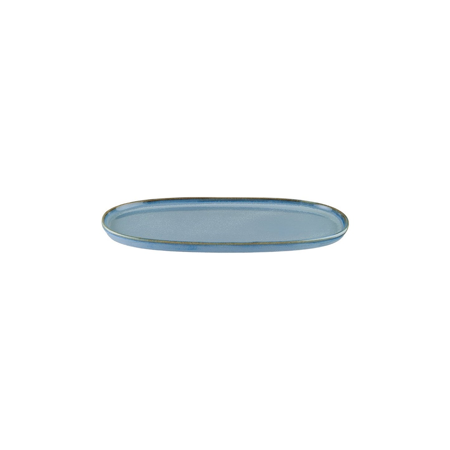 Sky 12" x 6.25" x h:0.75" Oval Blue Vitrified Platter