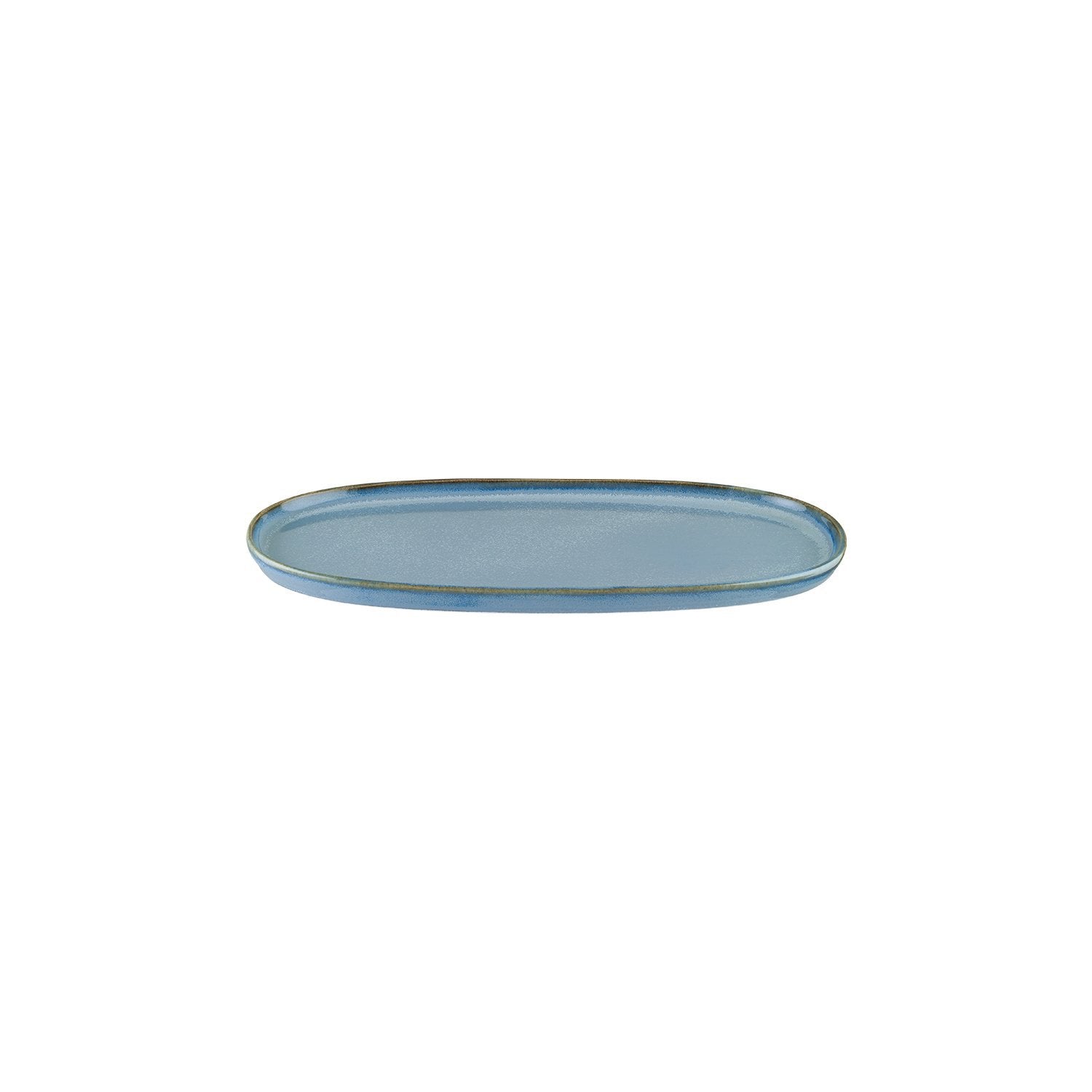 Sky 12" x 6.25" x h:0.75" Oval Blue Vitrified Platter
