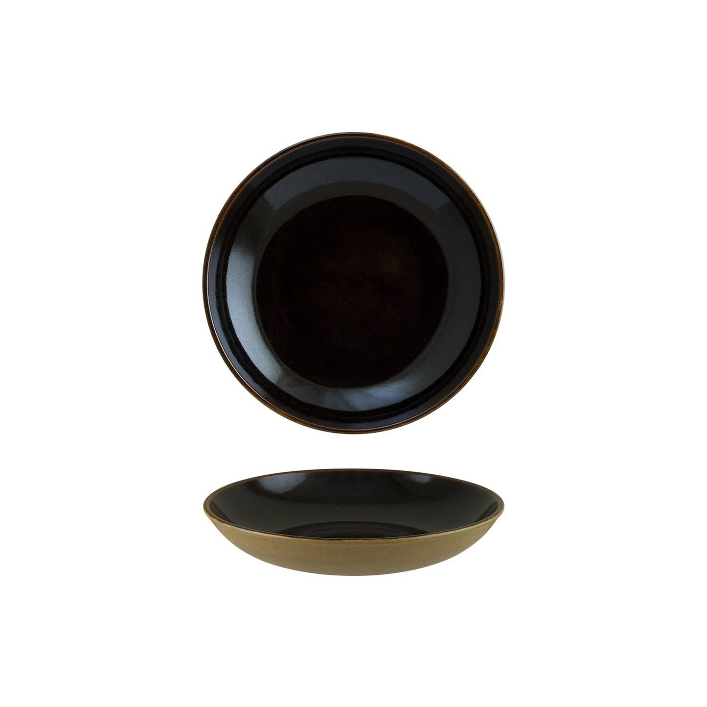 Turgla Vitrified Sphere Earth dia.9" h:2" 34 oz. Round Black Vitrified Bowl - Case Pack: 6
